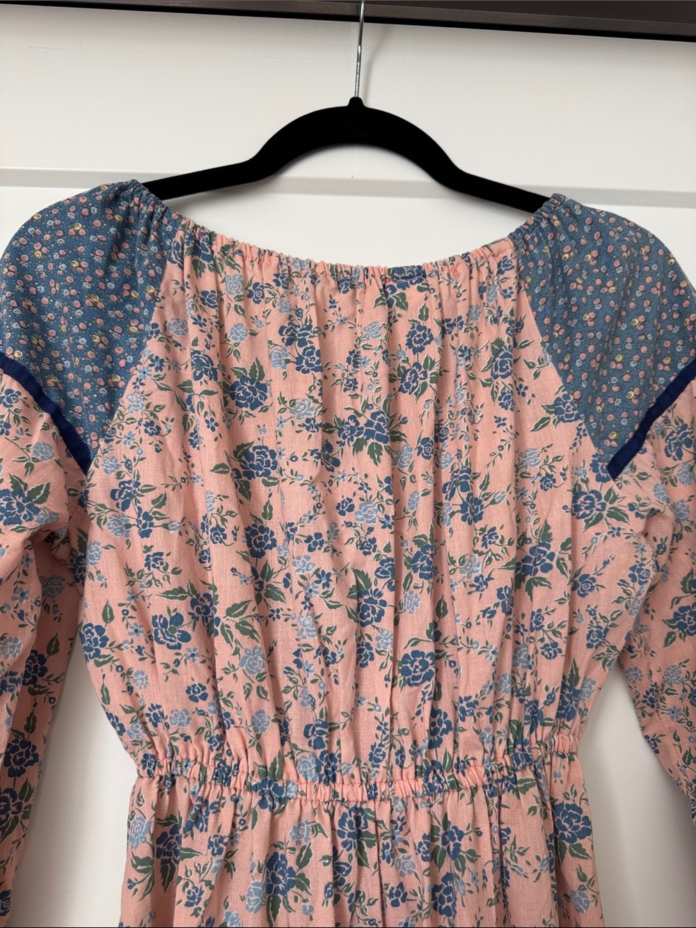 Vintage 70s Pink and Blue Floral Tiered Peasant Dress - Picture 8 of 16
